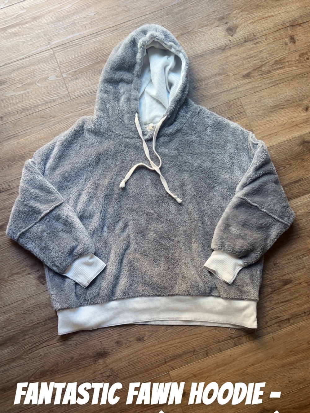 Fantastic Fawn Gray Plush Pullover Hoodie - oversized